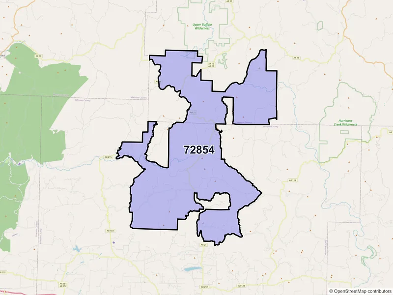 Map of ZIP Code 72854 — Ozone, AR