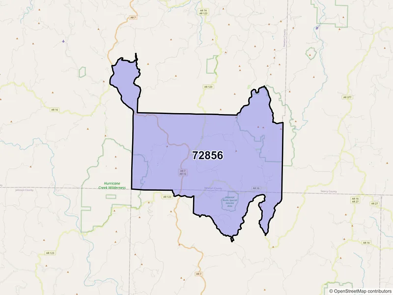 Map of ZIP Code 72856 — Pelsor, AR