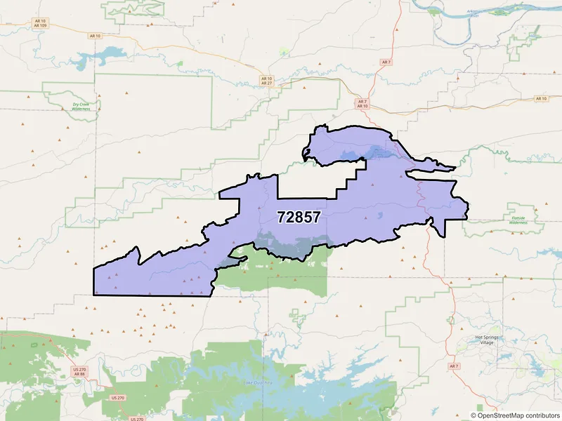 Map of ZIP Code 72857 — Plainview, AR