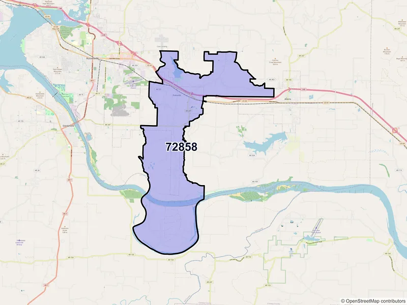 Map of ZIP Code 72858 — Pottsville, AR