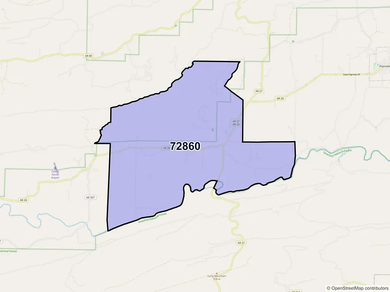 Map of ZIP Code 72860 — Rover, AR