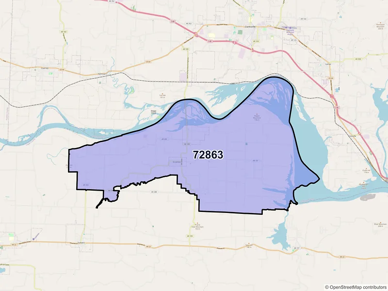 Map of ZIP Code 72863 — Scranton, AR