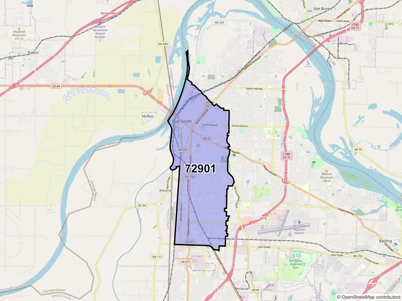Map of ZIP Code 72901 — Fort Smith, AR