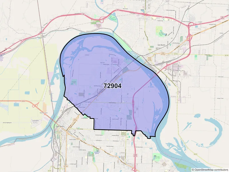 Map of ZIP Code 72904 — Fort Smith, AR