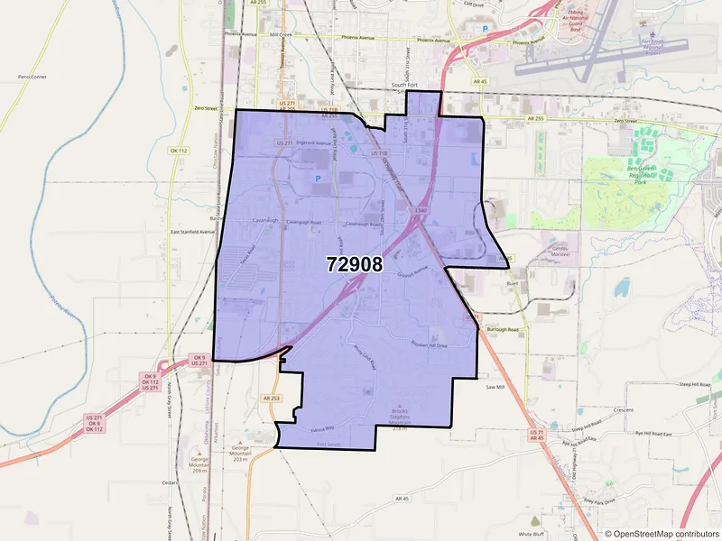 Map of ZIP Code 72908 — Fort Smith, AR