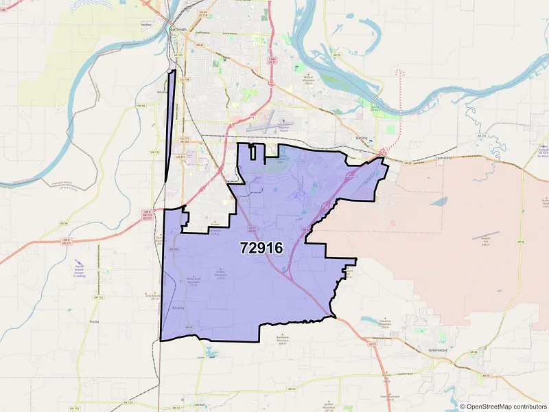 Map of ZIP Code 72916 — Fort Smith, AR