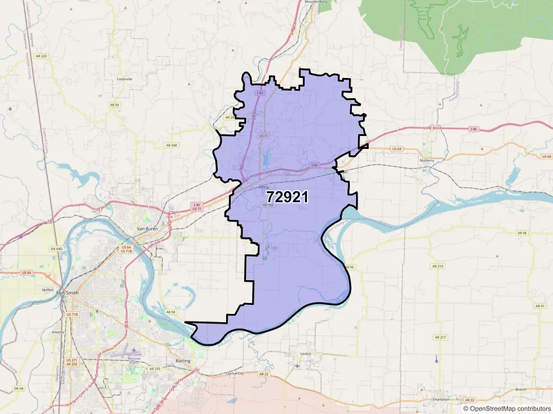 Map of ZIP Code 72921 — Alma, AR