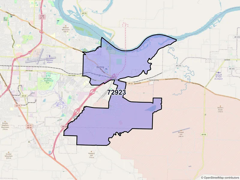 Map of Barling, Arkansas and ZIP codes