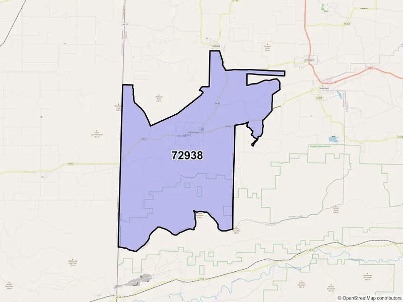 Map of ZIP Code 72938 — Hartford, AR