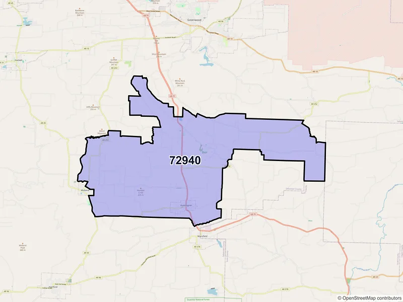 Map of ZIP Code 72940 — Huntington, AR