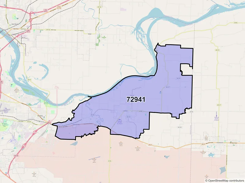 Map of ZIP Code 72941 — Lavaca, AR