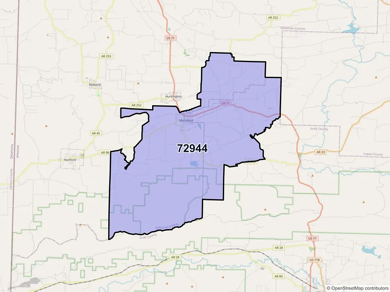 Map of ZIP Code 72944 — Mansfield, AR