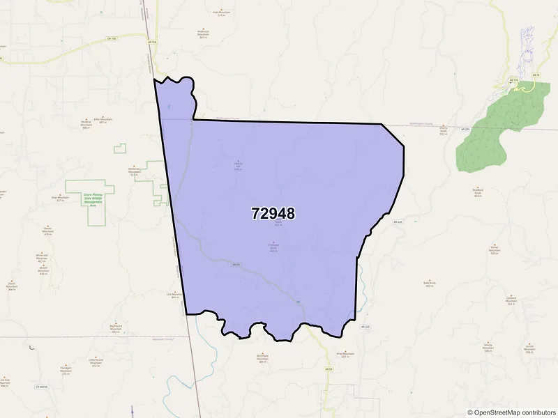 Map of Natural Dam, Arkansas and ZIP codes