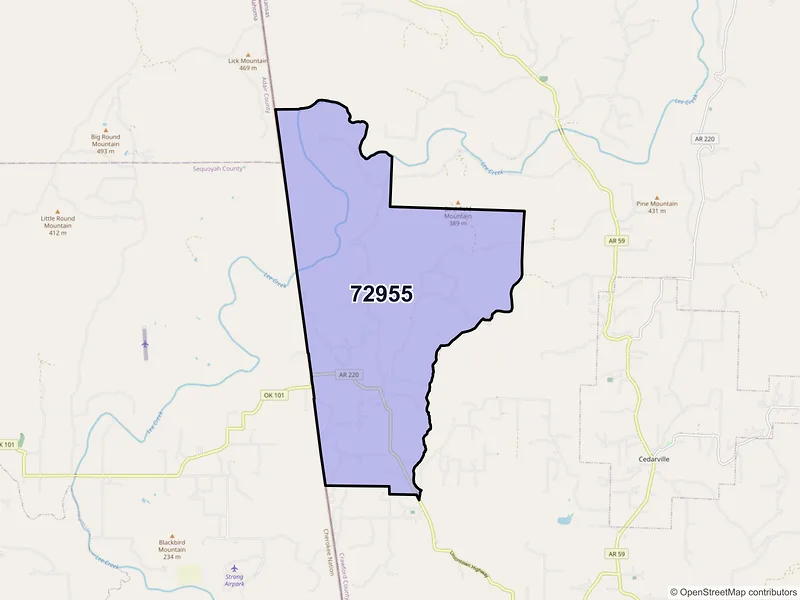 Map of ZIP Code 72955 — Uniontown, AR
