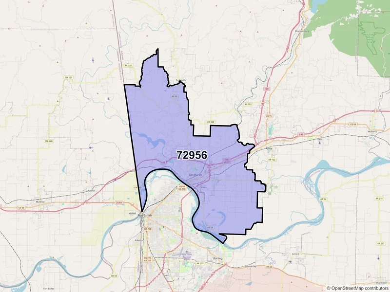 Map of ZIP Code 72956 — Van Buren, AR