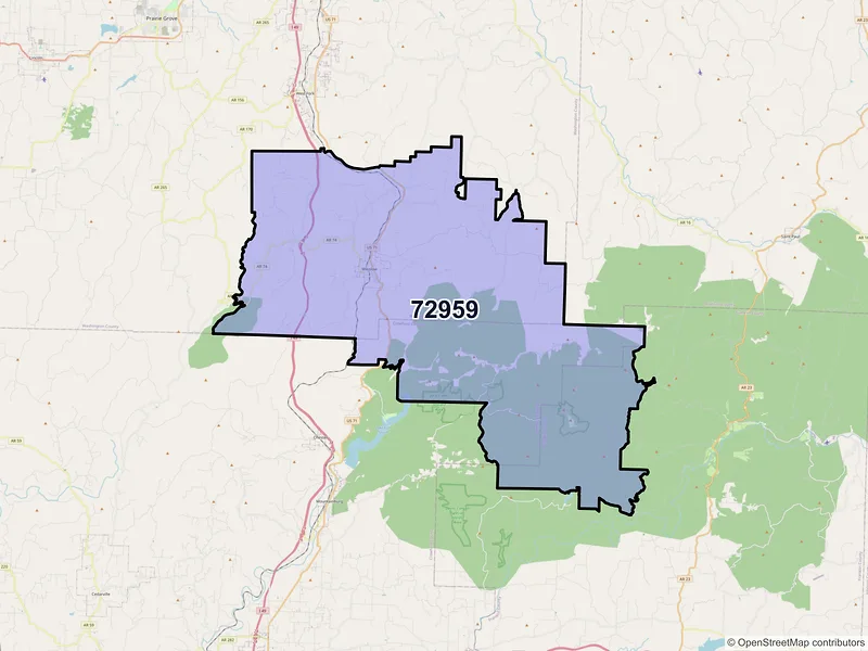 Map of Winslow, Arkansas and ZIP codes