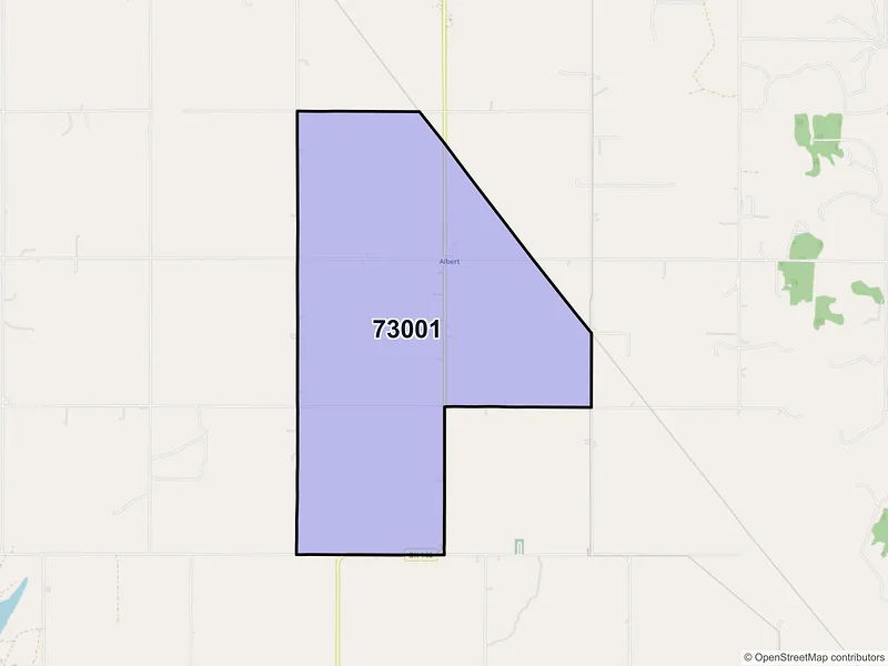 Map of Albert, Oklahoma and ZIP codes