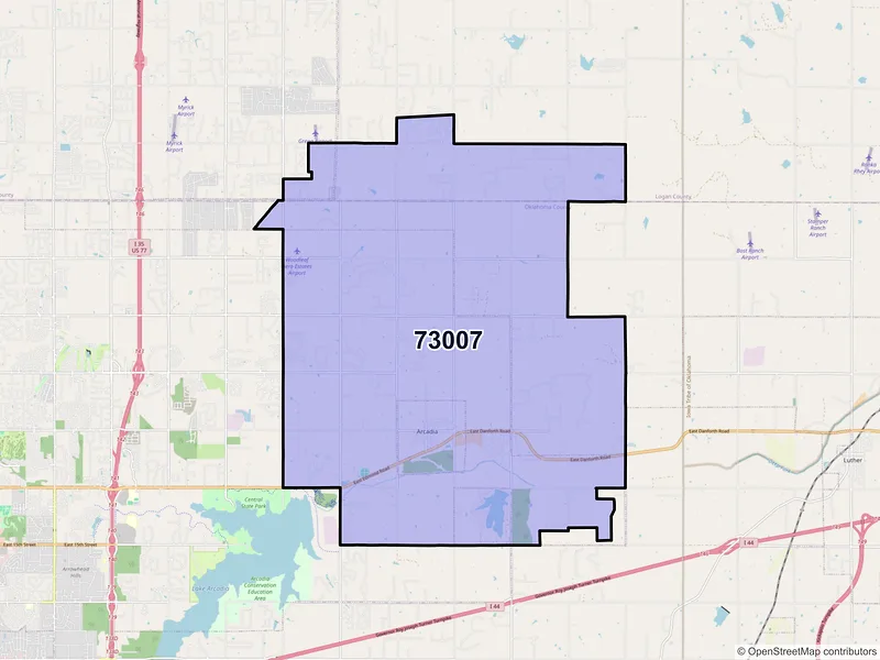 Map of ZIP Code 73007 — Arcadia, OK