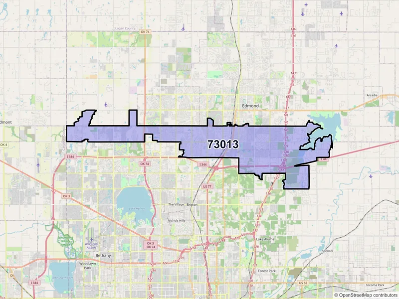 Map of ZIP Code 73013 — Edmond, OK