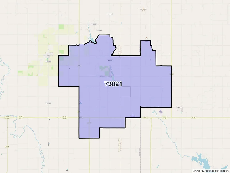 Map of ZIP Code 73021 — Colony, OK