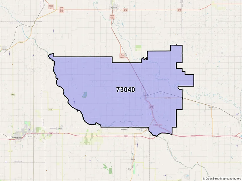 Map of ZIP Code 73040 — Geary, OK