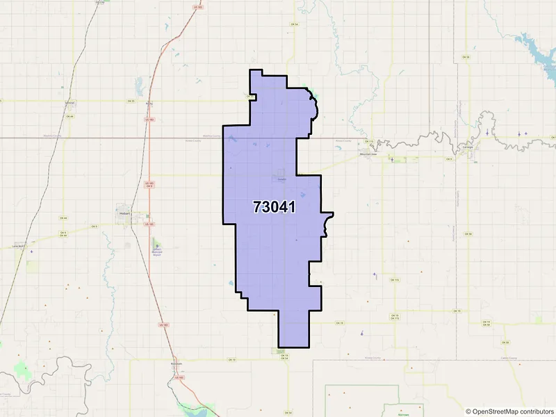 Map of ZIP Code 73041 — Gotebo, OK