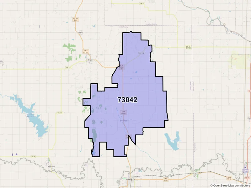 Map of ZIP Code 73042 — Gracemont, OK