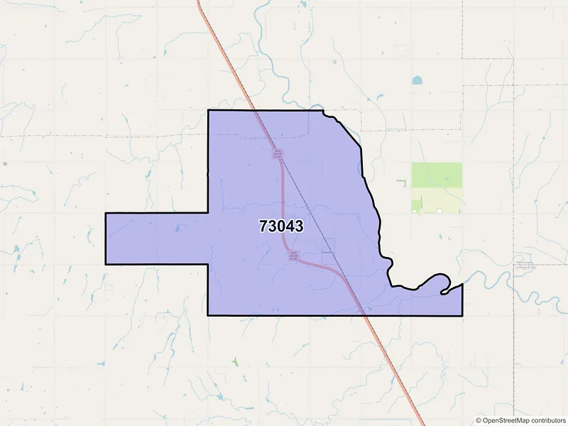 Map of Greenfield, Oklahoma and ZIP codes