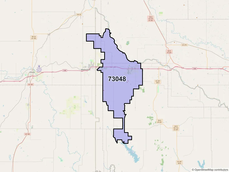 Map of Hydro, Oklahoma and ZIP codes