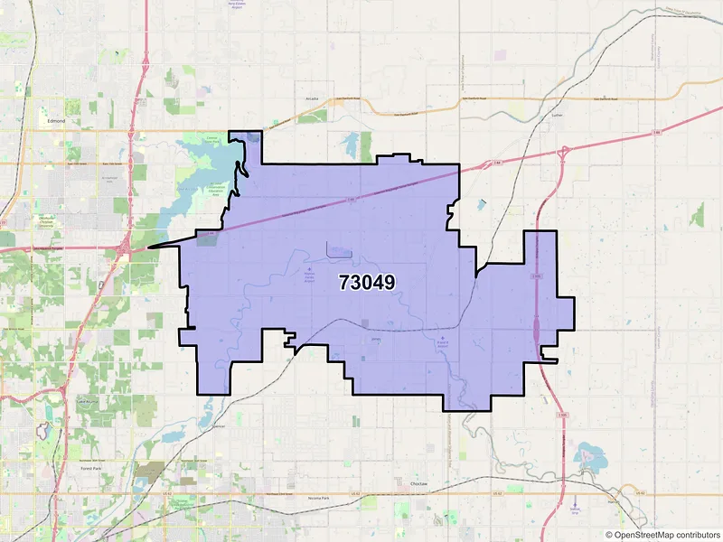 Map of ZIP Code 73049 — Jones, OK