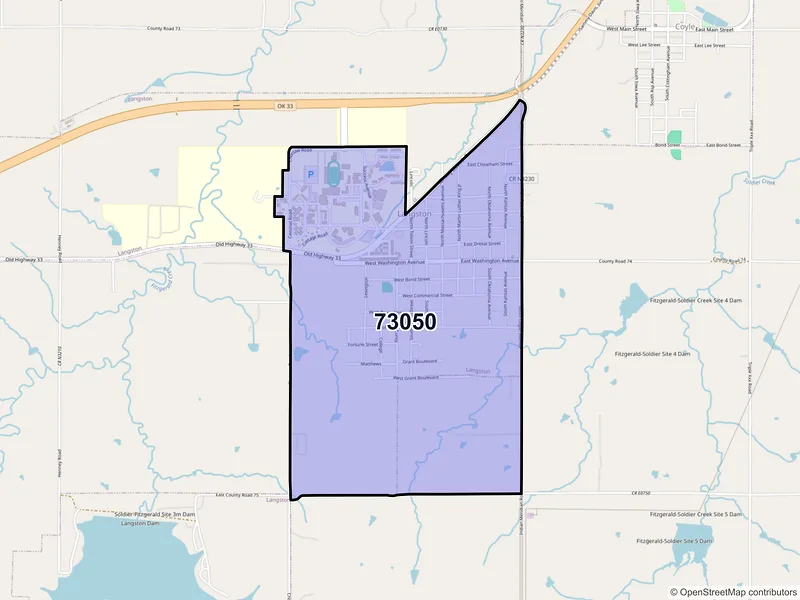 Map of Langston, Oklahoma and ZIP codes