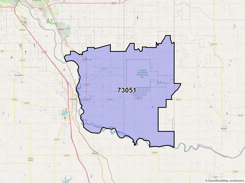 Map of ZIP Code 73051 — Lexington, OK