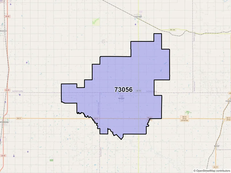 Map of ZIP Code 73056 — Marshall, OK