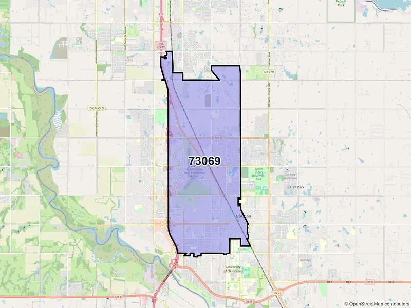 Map of ZIP Code 73069 — Norman, OK