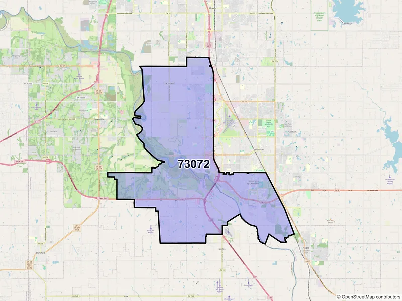 Map of ZIP Code 73072 — Norman, OK