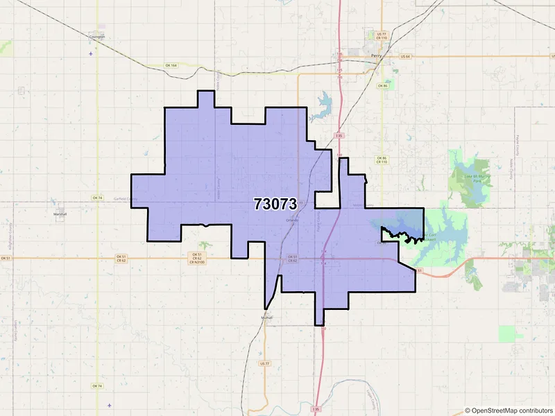 Map of ZIP Code 73073 — Orlando, OK
