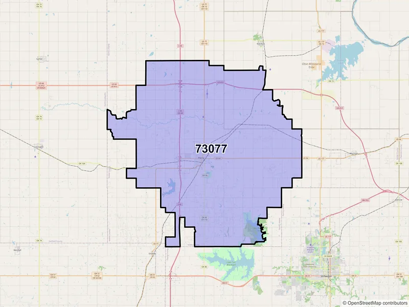 Map of Perry, Oklahoma and ZIP codes