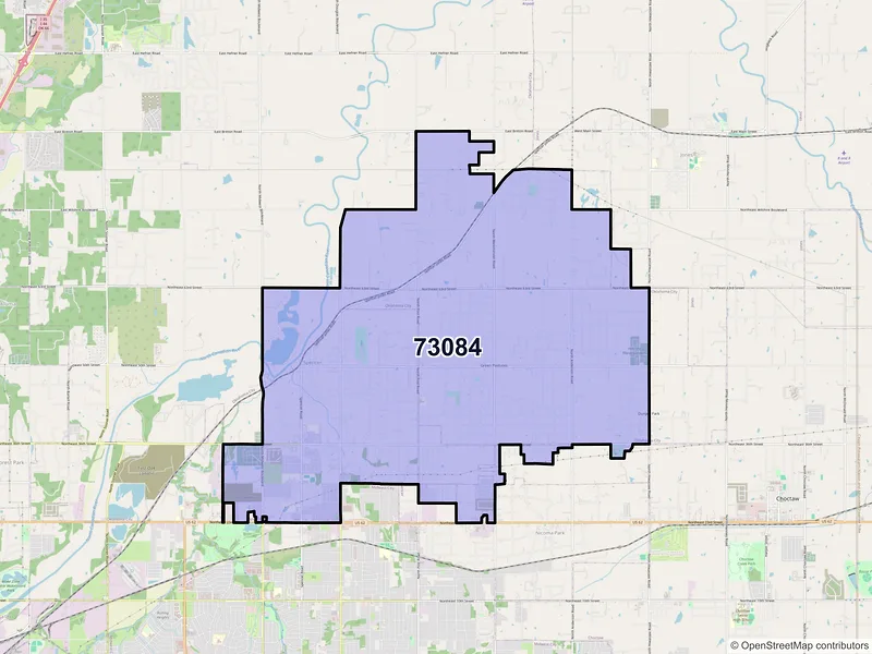 Map of ZIP Code 73084 — Spencer, OK