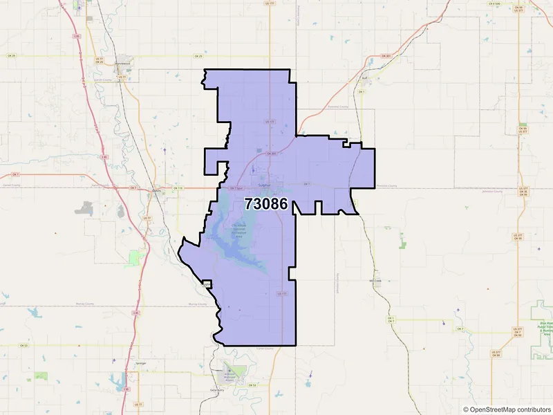 Map of Sulphur, Oklahoma and ZIP codes