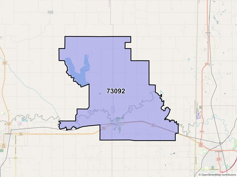 Map of ZIP Code 73092 — Verden, OK