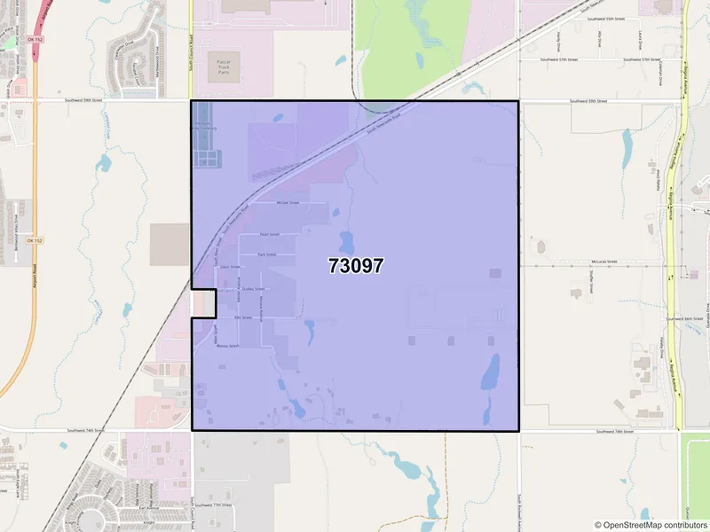 Map of Wheatland, Oklahoma and ZIP codes