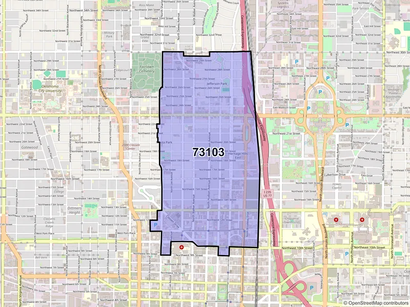Map of ZIP Code 73103 — Oklahoma City, OK