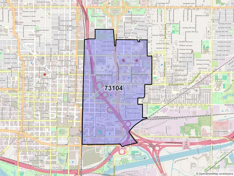 Map of ZIP Code 73104 — Oklahoma City, OK