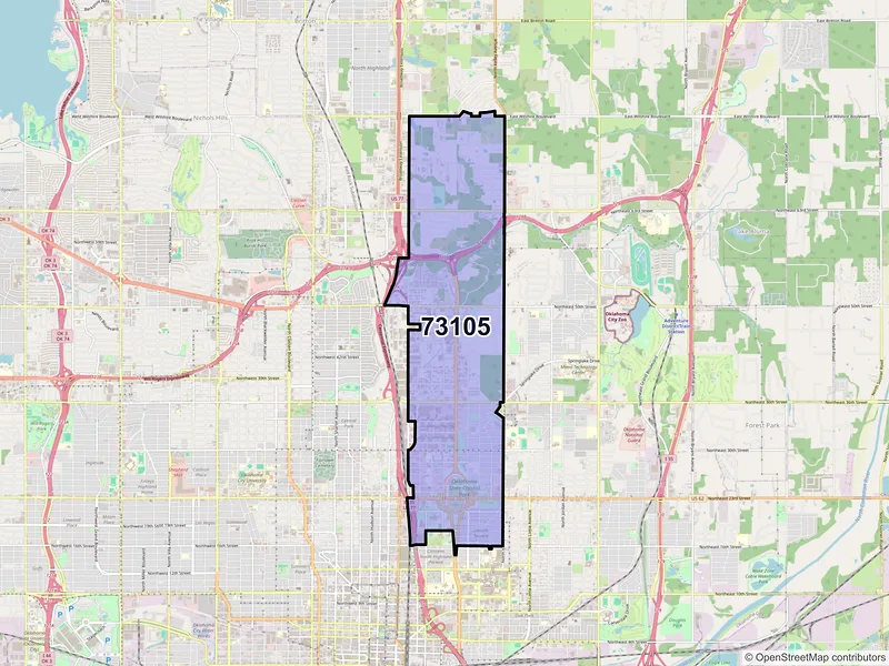 Map of ZIP Code 73105 — Oklahoma City, OK