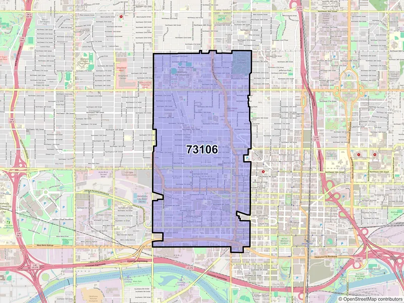 Map of ZIP Code 73106 — Oklahoma City, OK