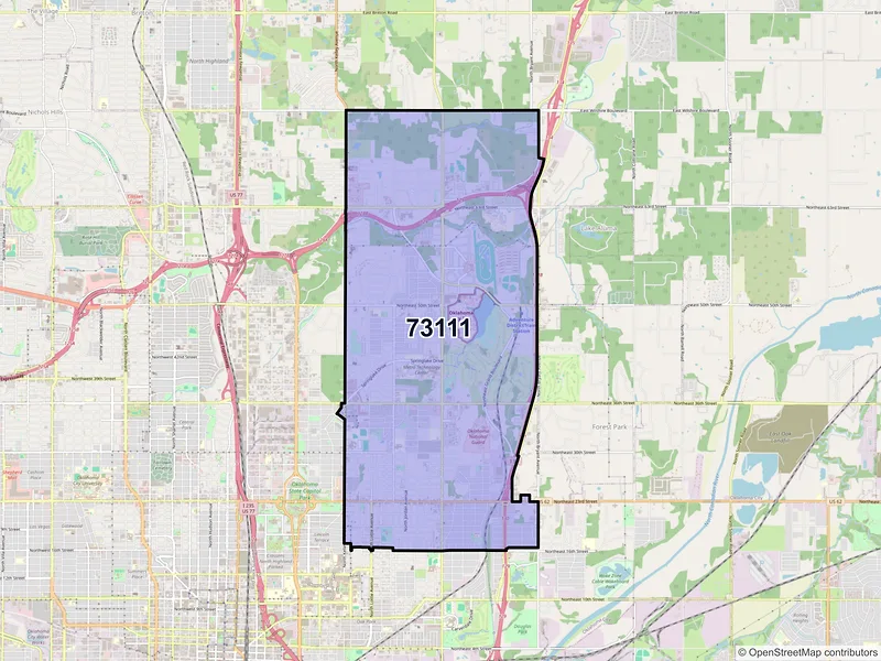 Map of ZIP Code 73111 — Oklahoma City, OK