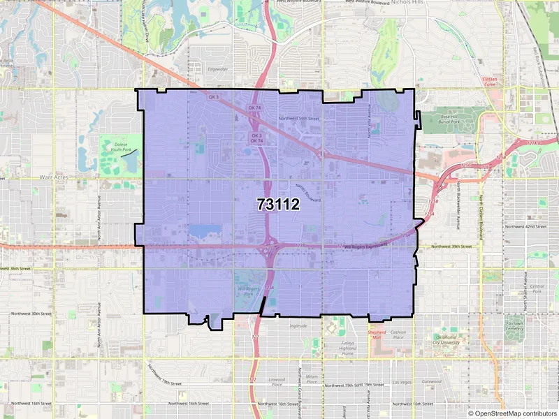 Map of ZIP Code 73112 — Oklahoma City, OK