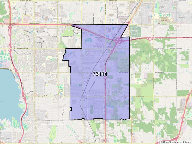 Map of ZIP Code 73114 — Oklahoma City, OK