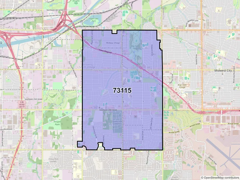 Map of ZIP Code 73115 — Oklahoma City, OK