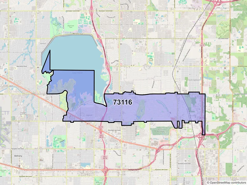 Map of ZIP Code 73116 — Oklahoma City, OK